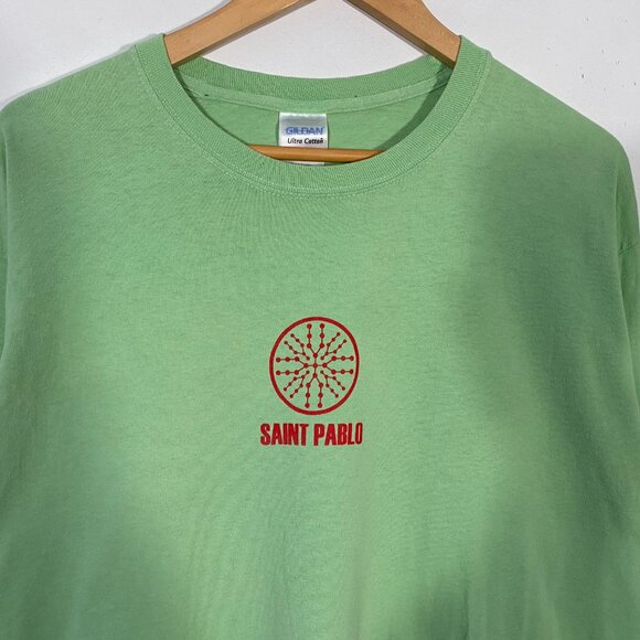Kanye West The Life Of Pablo "Saint Pablo" LS Tour Tee Green / Red mens size L - Picture 3 of 6